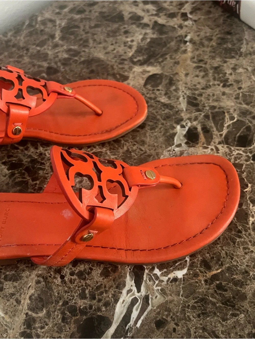 Tory Burch Orange Tiger Lilly Miller Flip Flop Sandals 6.5